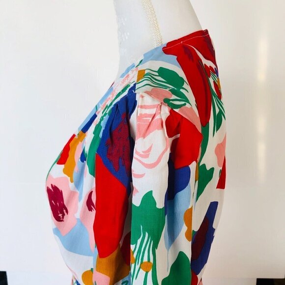 FAITHFULL THE BRAND Vittoria Midi Dress in Anita Floral on white US 6 Medium - Picture 8 of 16